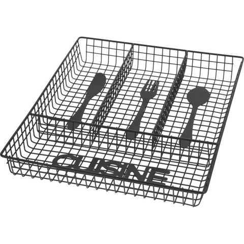 Set van 2x stuks zwarte inzet bestekbakken van metaal 32 cm -