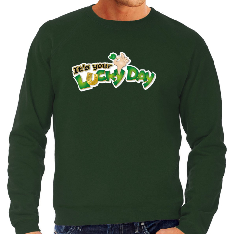 Its your lucky day / St. Patricks day sweater / kostuum groen heren L -