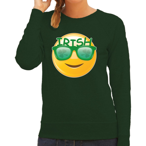 Irish emoticon / St. Patricks day sweater / kostuum groen dames L -