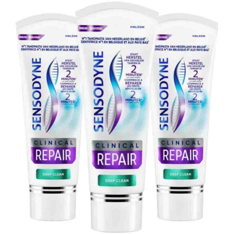 3x Sensodyne Tandpasta Clinical Repair Deep Clean 75 ml