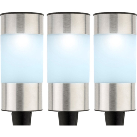 Set van 6x stuks solar tuinlamp/prikspot cilinder op zonne-energie 14 cm -