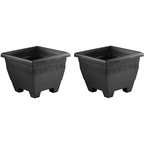 4x Antraciete plantenbakken/bloempotten 30 cm vierkant -