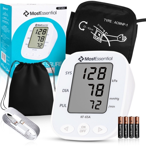 MostEssential 65A - Bloeddrukmeter Bovenarm - 384 Metingen Geheugen - Inclusief USB-C Kabel (1 stuk)