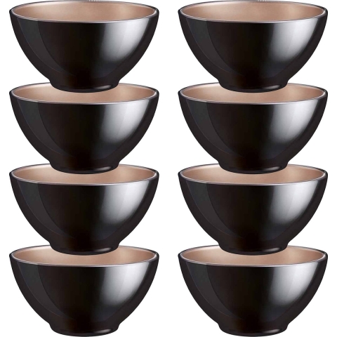 Kommetjes/schaaltjes voor dessert/ontbijt - 8x - Glas - D13 x 6 cm - zwart -