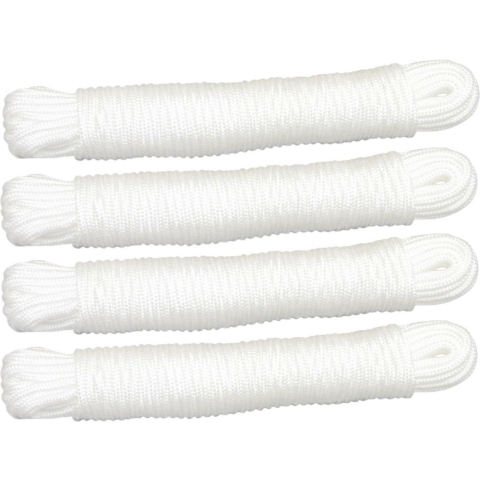 AMIG Touw - 4x - 20 meter - D3mm - polypropyleen - 50 kg - wit - waslijn - tuin -