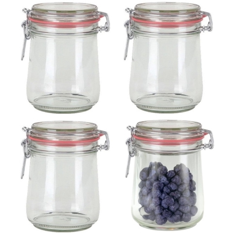 Weckpot/inmaakpot - 10x stuks - glas - 720 ml - met beugelsluiting - transparant -