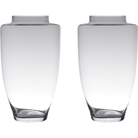 Boeket vaas/bloemenvaas groot - Set van 2x stuks - D26 x H45 cm - transparant glas -