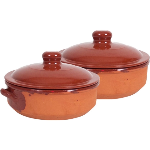Gerimport Ovenschaal/braadpan - 2x - met deksel - Salamanca - 24 x 9 cm - 4 liter - steen -