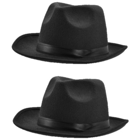 6x stuks zwarte Fedora verkleed hoed voor volwassenen -