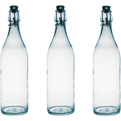 12x Ronde beugelflessen/weckflessen transparant 1 liter -