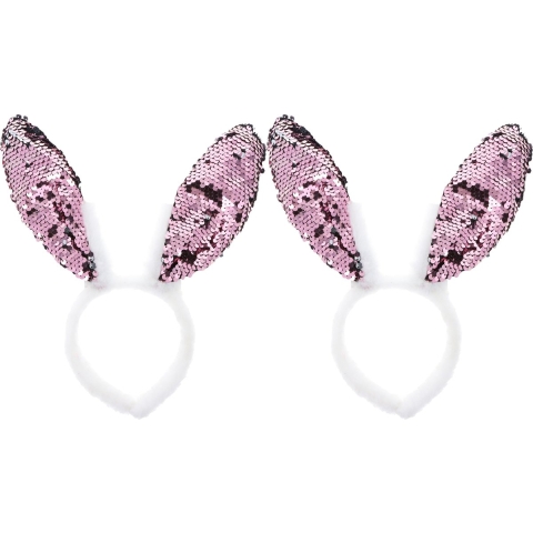 Vrijgezellenfeest diadeems - 4x - bunny - pailletten - roze/wit - one size -