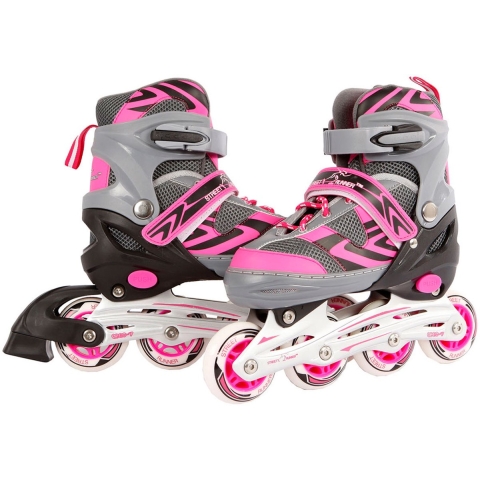 Street Rider Pro - Inline Skates - Aluminium frame 4 wielen - Roze/Grijs