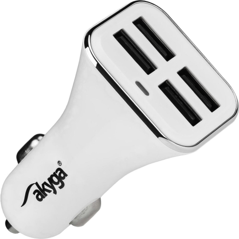 Akyga USB-oplader 34 W 4x USB-A Wit Auto