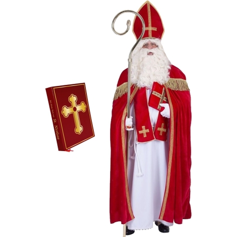 Sinterklaas verkleed kostuum - compleet - inclusief het grote boek van Sinterklaas One size -
