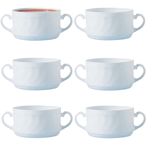 Soepkommen Essential - 6x - wit - D9.5 x 6 cm - porselein - schaaltjes met oren -