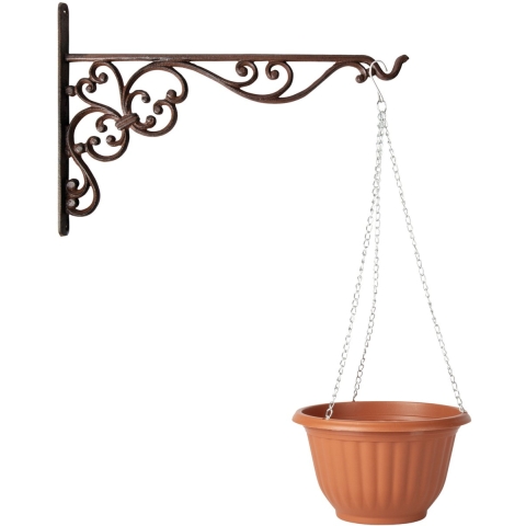 Hangpot + Muurhaak Como - terracotta - D25 cm - kunststof - ijzer - tuinaccessoires -