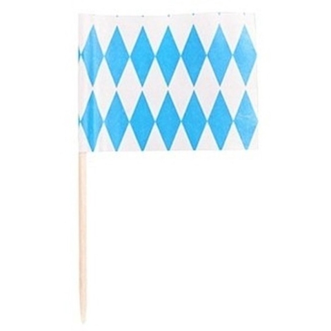 600x Cocktailprikkers blauw/witte ruit -