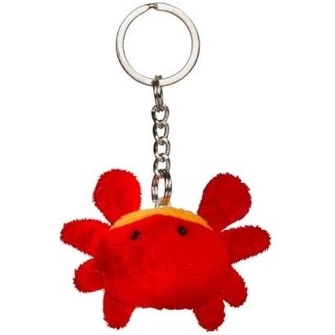 Nature planet krab sleutelhanger - 8x - rood - stof - 6 cm - knuffel -
