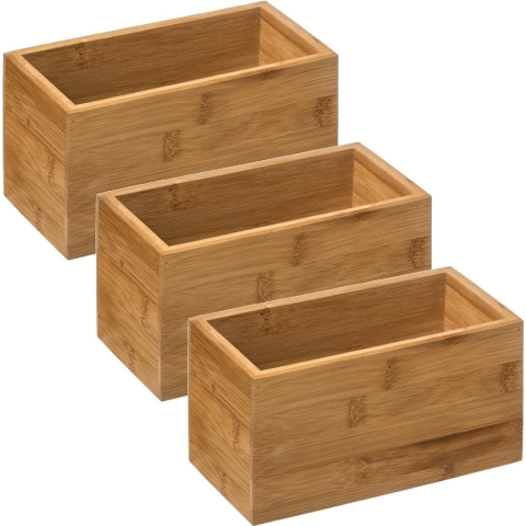 Set van 3x stuks 5five sieraden/make-up houder/box - 18 x 9 x 9,5 cm - bamboe hout - organizer bakje -