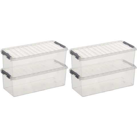12x sunware q-line opberg box/opbergdoos - 9.5 liter - 48 x 19 x 15 cm - kunststof - transparant -