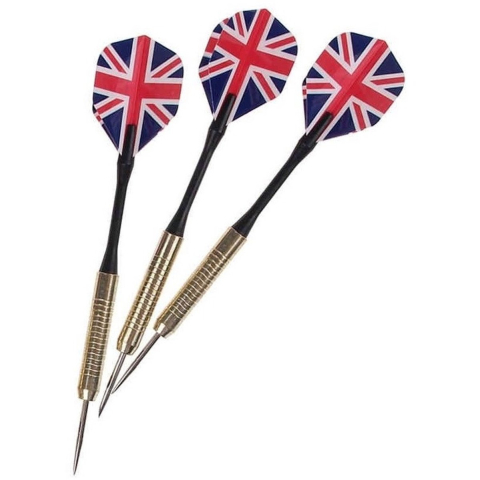 12x stuks Dartpijlen/pijltjes met Engelse/Britse vlag flights -