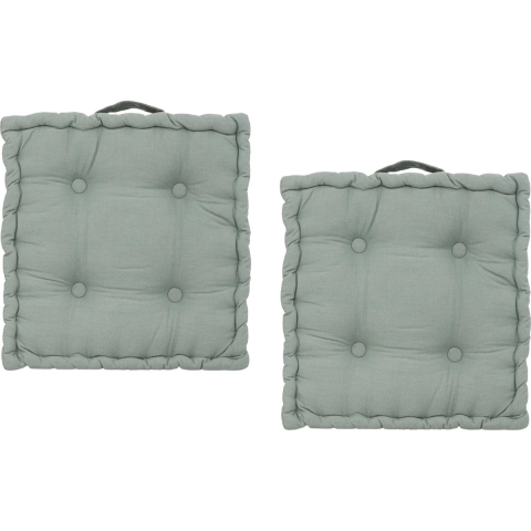Atmosphera Vloerkussen Square - 2x - lichtgroen - katoen - 38,5 x 38,5 x 8 cm - vierkant - Extra dik -