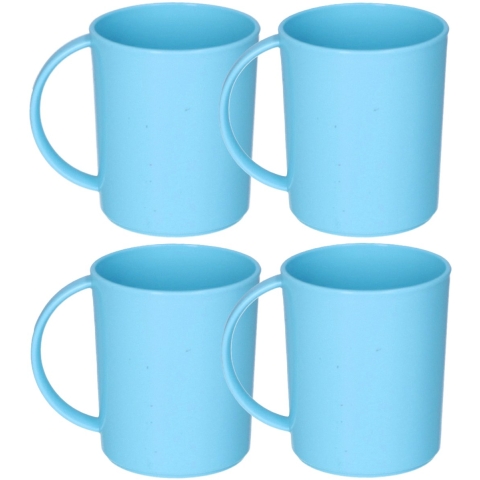 Plasticforte onbreekbare Drinkbekers - 12x - kunststof - 350 ml - blauw - kinderen - camping -