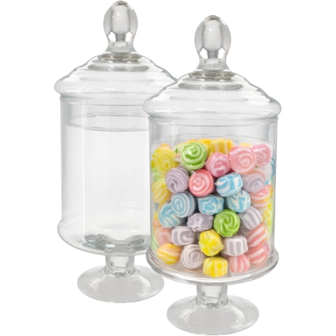 Gerimport snoeppot/voorraadpot Lisa - 2x - glas - D12,5 x H28 cm - transparant - decoratie -