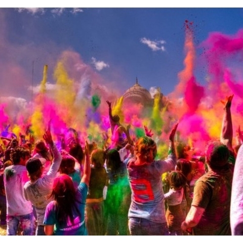 Holi poeder pakket 6 stuks roze blauw en geel -