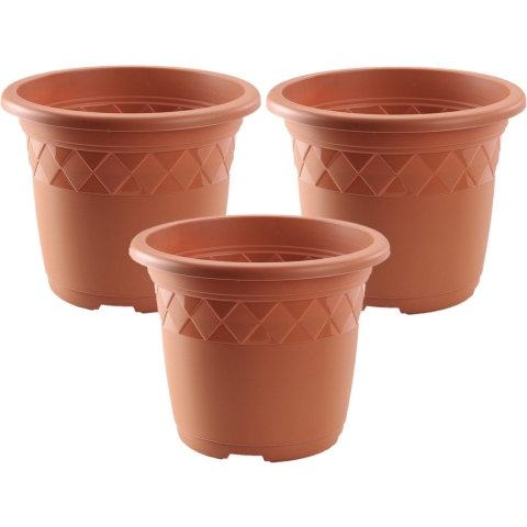 Bloempot/plantenpot - 3x - D50 cm x H41,5 cm - terra cotta kunststof -