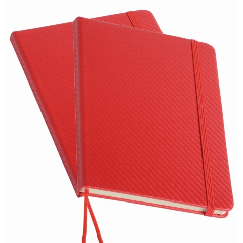 Pakket van 4x stuks schoolschriften/notitieboeken A5 harde kaft gelinieerd rood -