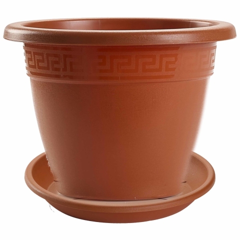5x stuks bloempotten met onderschaal terra cotta rond diameter 20 cm -
