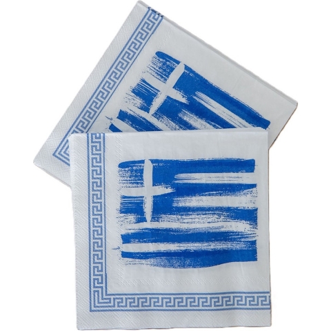 Feest servetten - 80x - Griekenland thema - 3 laags - 33 x 33 cm -