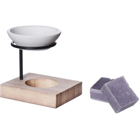 Amberblokjes/geurblokjes cadeauset - lavendel geur - inclusief geurbrander -