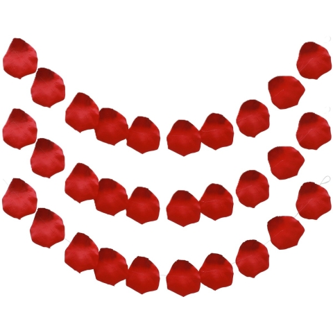 Chaks Rozenblaadjes slinger - 3x - rood - 10 bladeren - bruiloft/Valentijn - 180 cm -