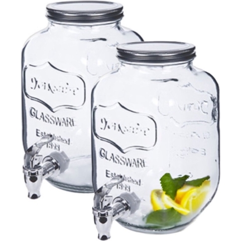 Alessandro Drankdispenser Pina - 2x - 5 liter - glas - limonadetap - waterdispenser -