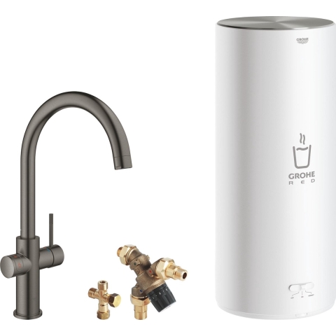 GROHE Red 3IN1 - Kokendwaterkraan - 7L boiler - C-uitloop - hard graphite geborsteld