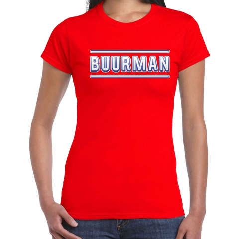 Buurman verkleed t-shirt rood voor dames S -