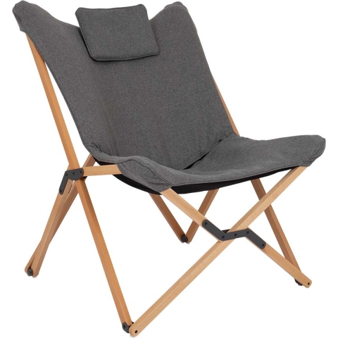 Bo-Camp Wembley - Relaxstoel - Luxe met Houten Frame en Hoofdkussen - Grijs