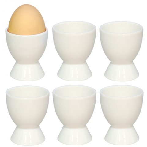 Eierdopjes Basic - set van 12x - wit - porselein - 5 x 6 cm -