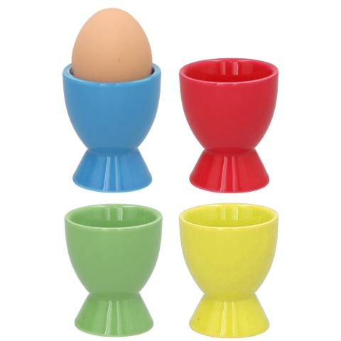 Eierdopjes Basic - set van 12x - multi kleuren - porselein - 5 x 6 cm -