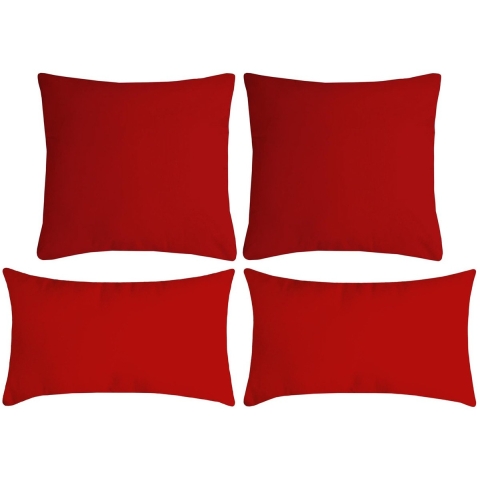 Stof Textile sierkussen Nelson - set 4x - rood - 2 formaten - polyester -
