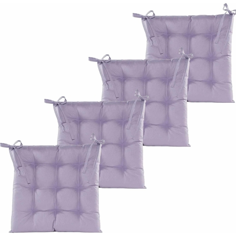 Stoelkussen gewatteerd - 6x - lila paars - 38 x 38 cm - binnen/buiten -