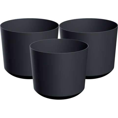 Plantenpot/bloempot Babylon - 3x - kunststof - buiten/binnen - antraciet grijs - D20 x H20 cm -