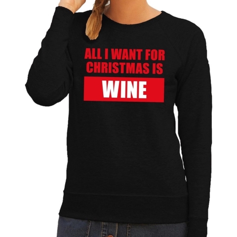 Foute kersttrui Christmas Wine zwart voor dames L (40) -
