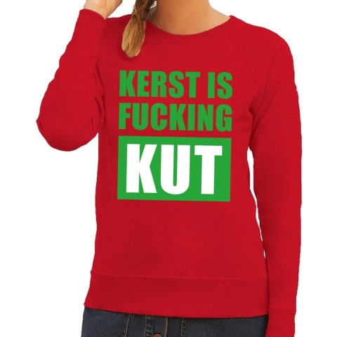 Foute kersttrui Kerst Is Fucking Kut rood voor dames L (40) -