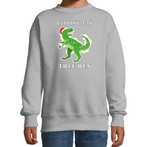 Christmas tree rex Kerstsweater / outfit grijs voor kinderen 3-4 jaar (98/104) -
