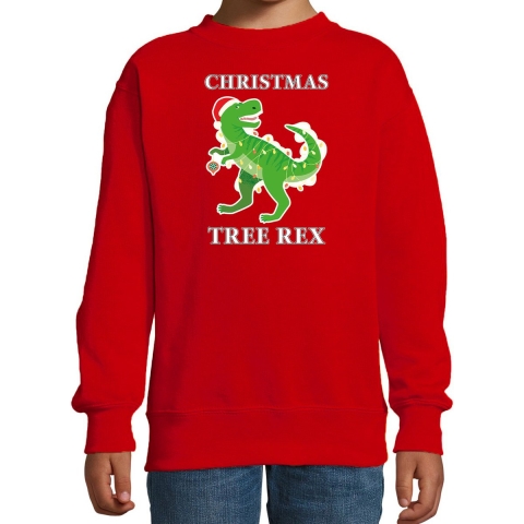 Christmas tree rex Kerstsweater / outfit rood voor kinderen 5-6 jaar (110/116) -
