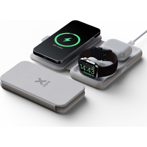 XTORM XWF31 3in1 Wireless Charger 64213 Inductie lader Uitgangen Magnetische aansluiting Grijs