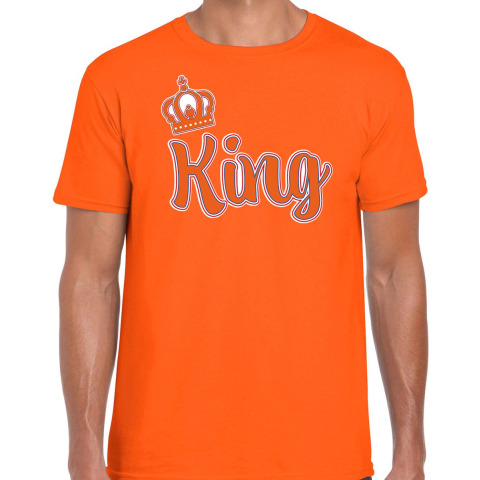 Oranje Koningsdag t-shirt - king - voor heren S -